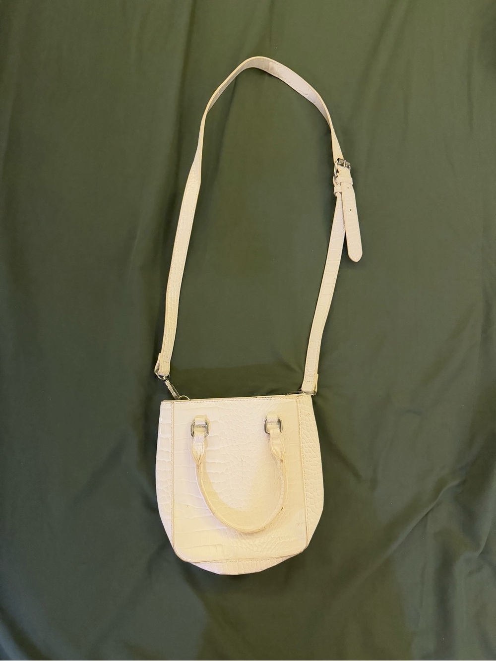 Women’s Croc-Style Cream Crossbody Bag with Top Handles